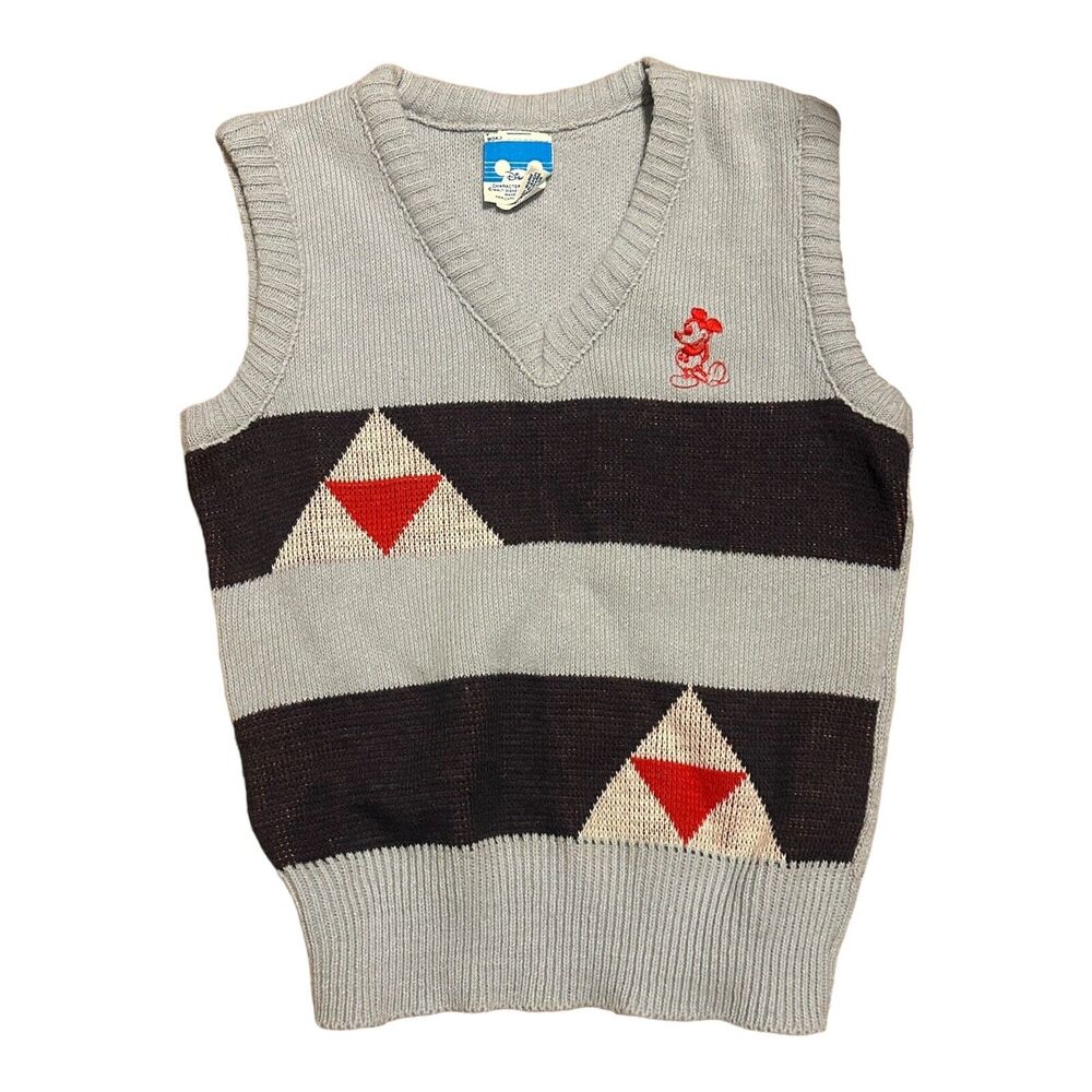Vintage‎ Disney Mickey Mouse Boys Blue Sweater Vest Size Small 8